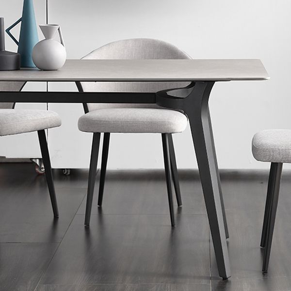 Industrial Sintered Stone Grey Table for Restaurant Rectangle Dining Table with 4 Legs Clearhalo 'Dining Tables & Seating' 'Dining Tables' 'dining_table' 'furn' 'furn_dining_table' 'Furniture' 'furniture_dining_table' 'Kitchen & Dining Furniture' 'kitchen' 'kitchen_dining_table' 1200x1200_e3c06fe4-5473-44fe-b305-8c1066e99c91