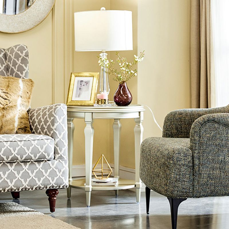 Modernistic Round Double Tier End Table Solid Wood 4 Legs End Table Clearhalo 'Coffee & Accent Tables' 'End & Side Tables' 'end_side_tables' 'furn' 'furn_end_side_tables' 'Furniture' 'Living Room Furniture' 1200x1200_e3c08b41-0816-41c1-8548-986b65c18988