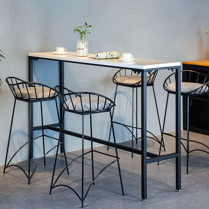 Tavolo da bar in legno solido rettangolo industriale set da 1/5 pezzi con sgabelli di ferro