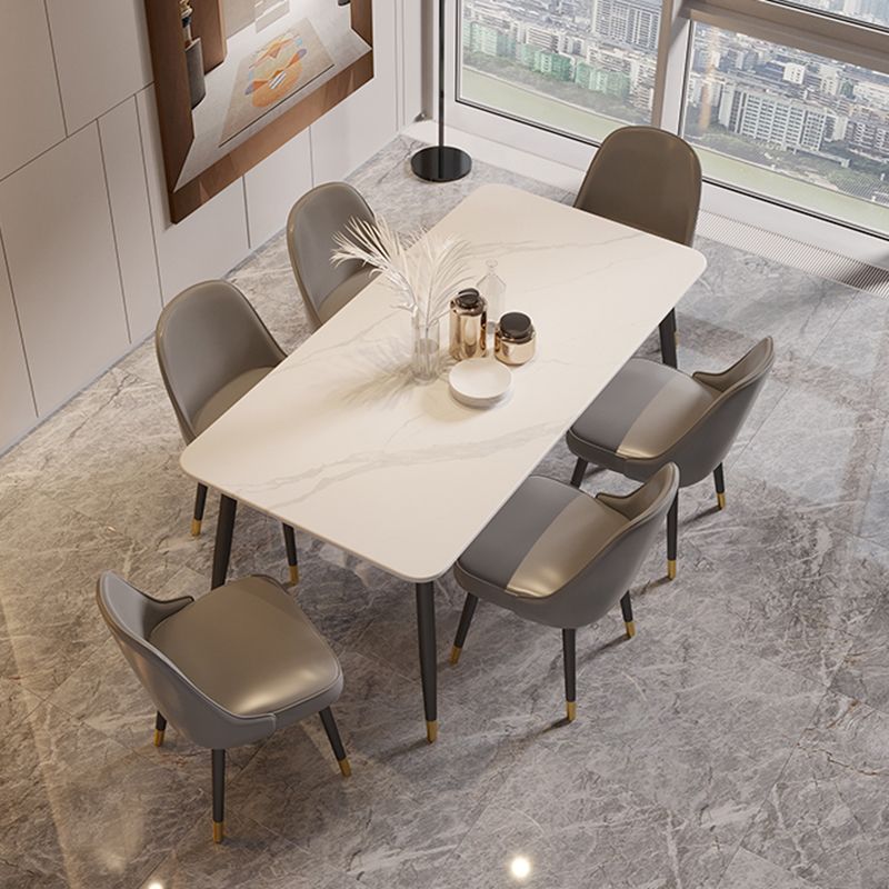 Rectangle Black Base Dining Table Modern Stone Table for Living Room Clearhalo 'Dining Tables & Seating' 'Dining Tables' 'dining_table' 'furn' 'furn_dining_table' 'Furniture' 'Kitchen & Dining Furniture' 1200x1200_e3c169ab-e827-4547-82fd-471e7503f684