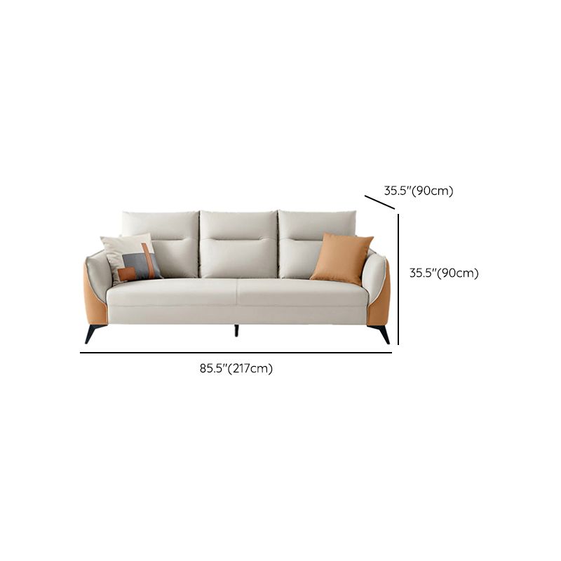 Contemporary Solid Color Sewn Pillow Back Sofa For Living Room