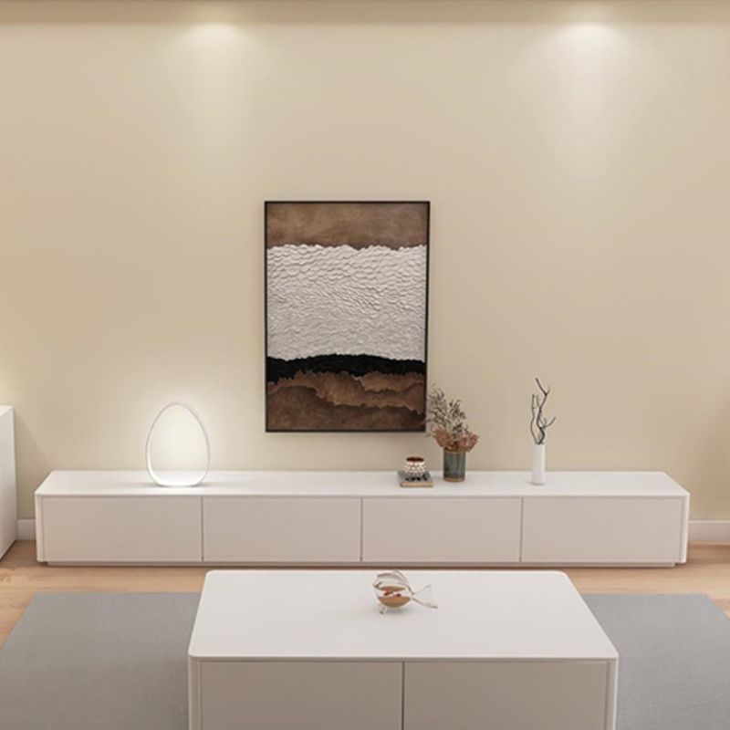 Supporto TV moderno in legno da 16" con contenitore chiuso, supporto TV bianco con cassetti