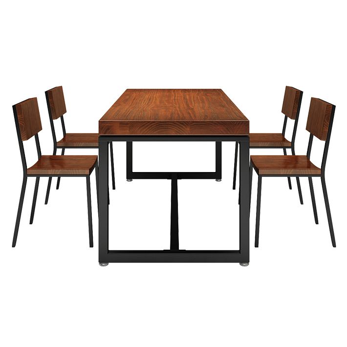 Solid Wood Industrial Style Dining Table Brown Rectangle Table with Black Frame for Dinning Room Clearhalo ' dining_table' 'Dining Tables & Seating' 'Dining Tables' 'furn' 'furn_dining_table' 'Furniture' 'furniture_dining_table' 'Kitchen & Dining Furniture' 'kitchen&dining_furn' 'kitchen' 'kitchen_dining_table' 1200x1200_e3c40541-143d-484c-a1dd-14dd8d0e2edf