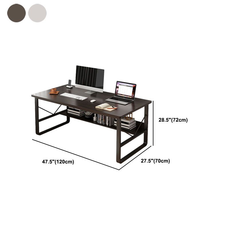 Wood and Steel Rectangular Office Table Home Office Industrial Writing Desk with Shelf