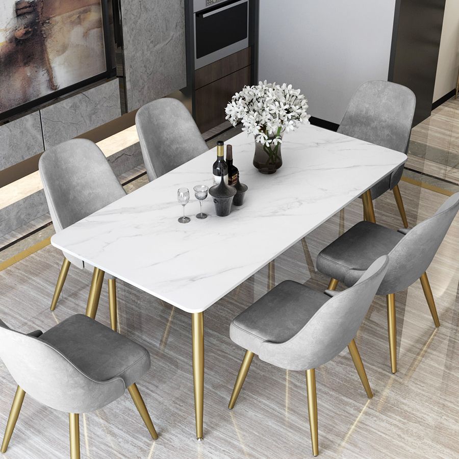 Metal Traditional Luxury Rectangle Table Sintered Stone Dining Table with 4 Legs Clearhalo ' dining_table' 'Dining Tables & Seating' 'Dining Tables' 'furn' 'furn_dining_table' 'Furniture' 'furniture_dining_table' 'Kitchen & Dining Furniture' 'kitchen&dining_furn' 'kitchen' 'kitchen_dining_table' 1200x1200_e3c5983b-67d2-4805-87c5-1572489a2547