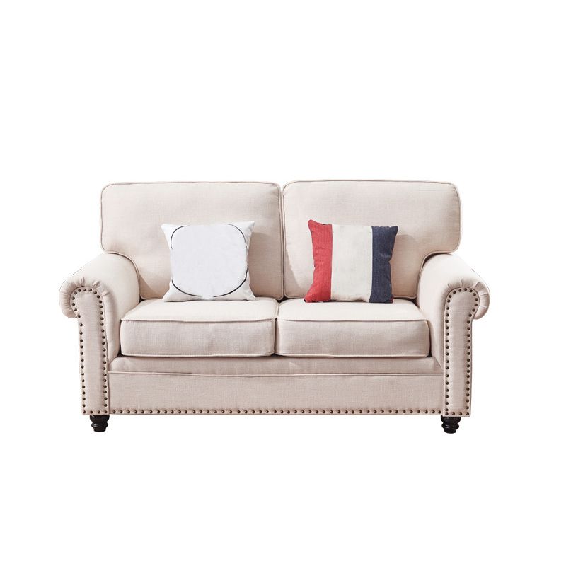 Traditional Biege Pillow Back Couch Rolled Arm Sofa with Nailhead Trim Clearhalo 'furn' 'furn_sofas' 'Furniture' 'furniture_sofas' 'Living Room Furniture' 'Sofa' 'sofas' 1200x1200_e3c6251e-dbc7-4d38-b26b-a8a653620f2d