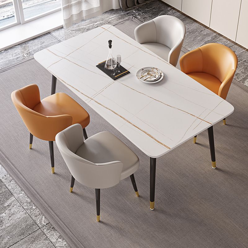 Stone Top Dining Table Contemporary Table with 4 Legs in Black Clearhalo 'Dining Tables & Seating' 'Dining Tables' 'dining_table' 'furn' 'furn_dining_table' 'Furniture' 'furniture_dining_table' 'Kitchen & Dining Furniture' 'kitchen' 'kitchen_dining_table' 1200x1200_e3c7ec65-83f4-4b0b-806d-6eba1cf30922