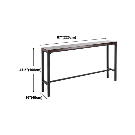 Contemporary Rectangle Bar Dining Table Wood Bar Height Table with Iron Base in Black Clearhalo 'Bar Furniture' 'Bar Tables' 'bar_tables' 'furn' 'furn_bar_tables' 'Furniture' 'furniture_bar_tables' 'Kitchen & Dining Furniture' 'kitchen&dining_furn' 'kitchen' 1200x1200_e3c89e28-a090-476b-954d-ce5529188956