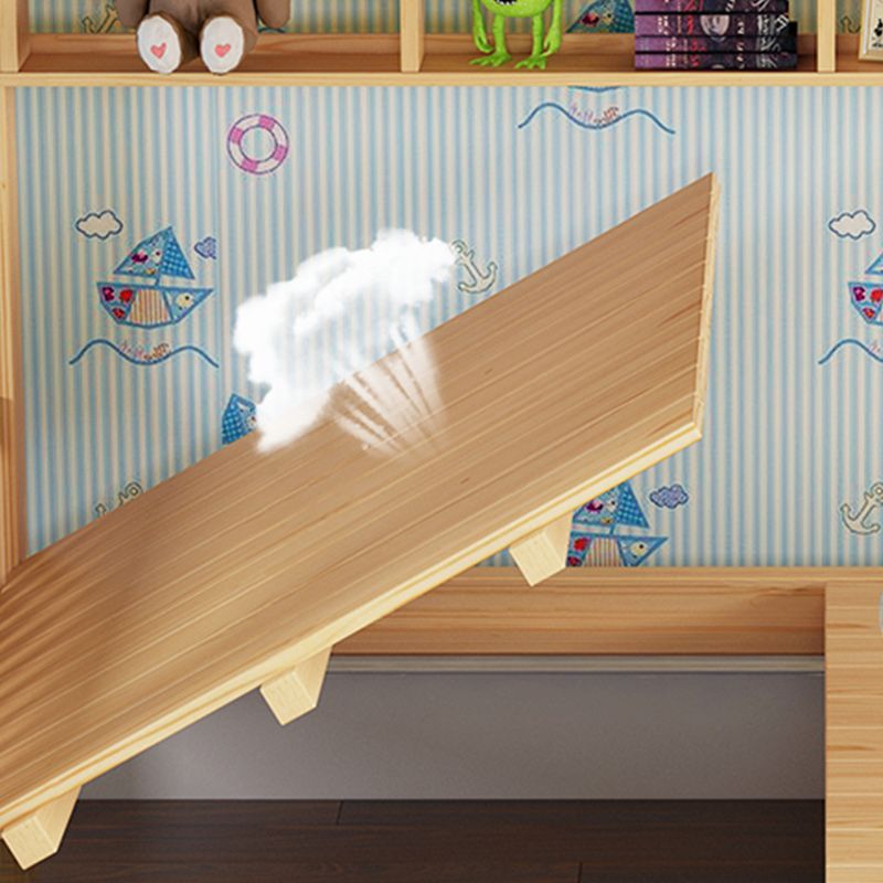 Cama litera de madera sólida cama de madera de goma contemporánea con cabecera