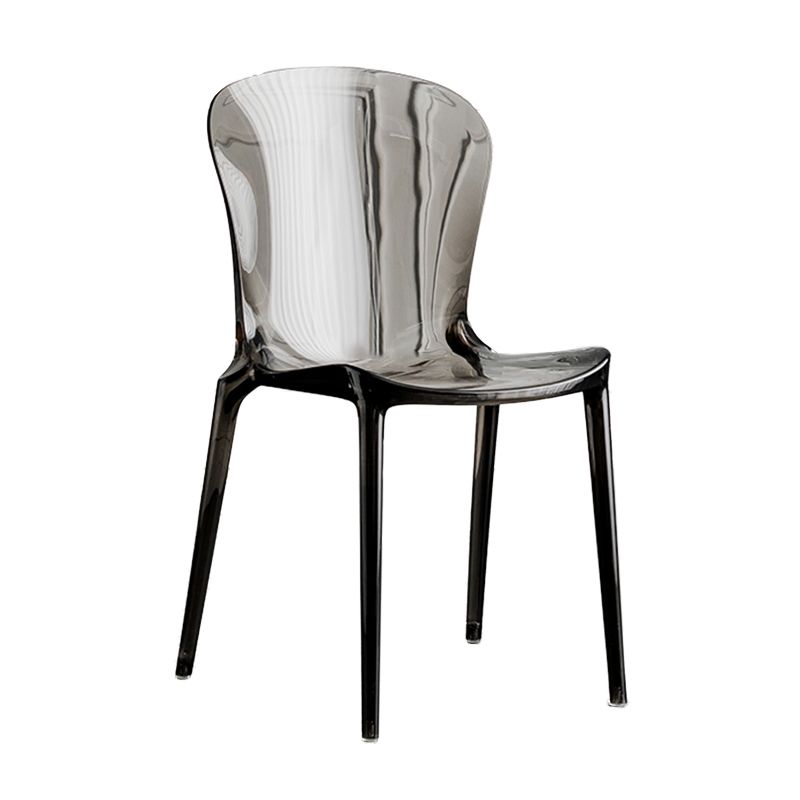 Eetkamer armloze eetkamerstoel plastic stapel zijkant