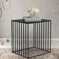 Contemporary Glass Top Frame Square Bedside Accent Side Table