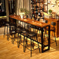 Brown Trestle Industrial Cocktail Bar Table Rectangle Footrest Indoor Bar Wine Table Clearhalo 'Bar Furniture' 'Bar Tables' 'bar_tables' 'furn' 'furn_bar_tables' 'Furniture' 'furniture_bar_tables' 'Kitchen & Dining Furniture' 1200x1200_e3ca636f-020f-483e-91be-c42b14ff5d2f