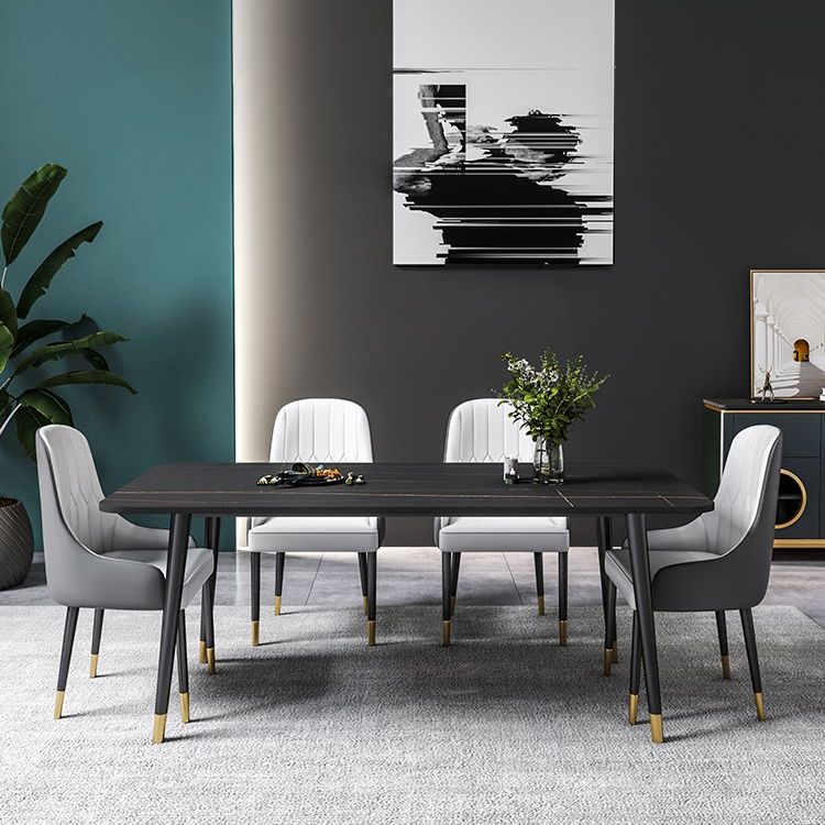 Designer Style Sintered Stone Dining Set 1/2/5/7 Pieces Rectangle Dining Table with Chairs Clearhalo 'Dining Room Sets' 'Dining Tables & Seating' 'dining_room_set' 'furn' 'furn_dining_room_set' 'Furniture' 'furniture_dining_room_set' 'Kitchen & Dining Furniture' 1200x1200_e3cad10c-d234-4acb-bcbf-54f4921854b2