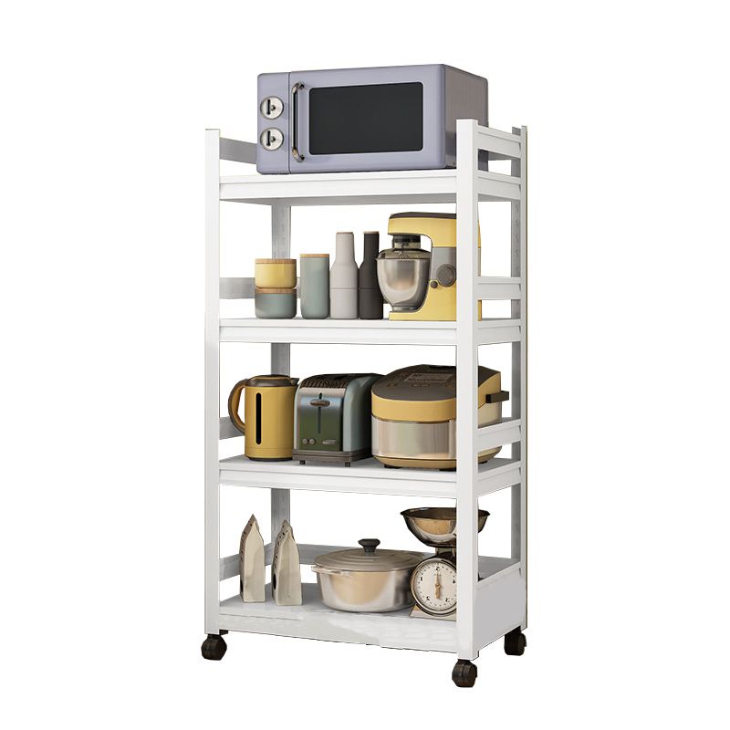 Mesa moderna de la isla de cocina de metal mesa de preparación de almacenamiento abierta en blanco