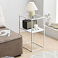 Modern 15.7-inch Rectangular Glass Top Side Table Iron Frame End Table with Shelf