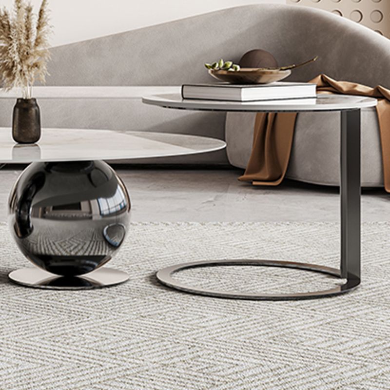 27" Wide Glam Coffee Table Stone Oval Black Coffee Cocktail Table Clearhalo 'Coffee & Accent Tables' 'Coffee Tables' 'coffee_tables' 'furn' 'furn_coffee_tables' 'Furniture' 'Living Room Furniture' 1200x1200_e3cc82ee-6ccc-48b7-8ecb-c364c98a63bd