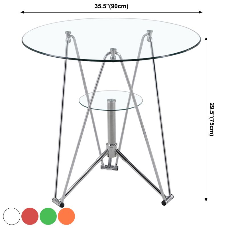 Modern Style Glass Kitchen Dining Room Table Round Table with Metal Base Clearhalo ' dining_table' 'Dining Tables & Seating' 'Dining Tables' 'furn' 'furn_dining_table' 'Furniture' 'furniture_dining_table' 'Kitchen & Dining Furniture' 'kitchen&dining_furn' 'kitchen' 'kitchen_dining_table' 1200x1200_e3cdbf8e-06cf-4f94-9de9-22f70e092dab