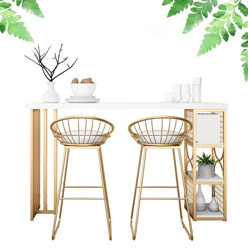Glam Round Bar Stools Gold Metal Dining Stools with Footrest Clearhalo 'Bar Furniture' 'Bar Stools' 'bar_stools' 'furn' 'furn_bar_stools' 'Furniture' 'Kitchen & Dining Furniture' 1200x1200_e3ce6af4-c409-4a47-b324-b64dc5b6fdda