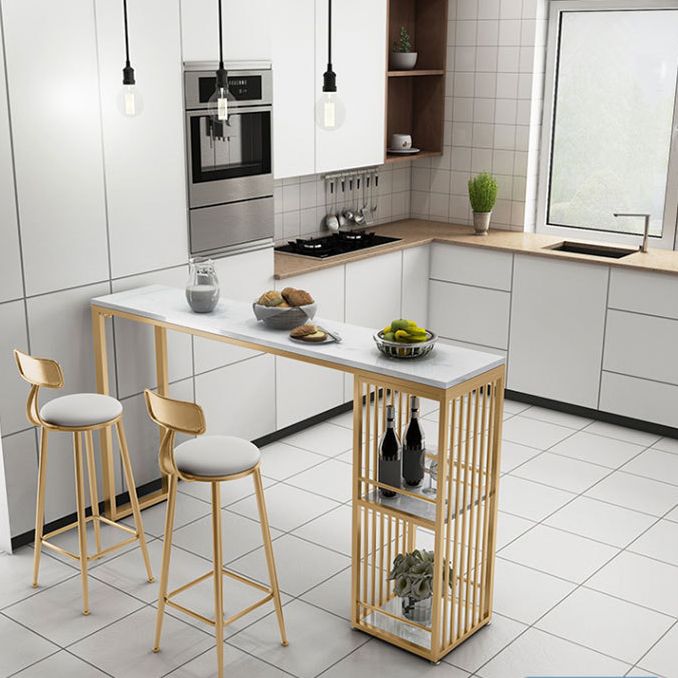 Stone Top Bar Dining Table Traditional Luxury Rectangle Bar Table with Gold Sled Base Clearhalo 'Bar Furniture' 'Bar Tables' 'bar_tables' 'furn' 'furn_bar_tables' 'Furniture' 'furniture_bar_tables' 'Kitchen & Dining Furniture' 1200x1200_e3cea99c-c8ed-4cc3-9cc9-91096d5c742b