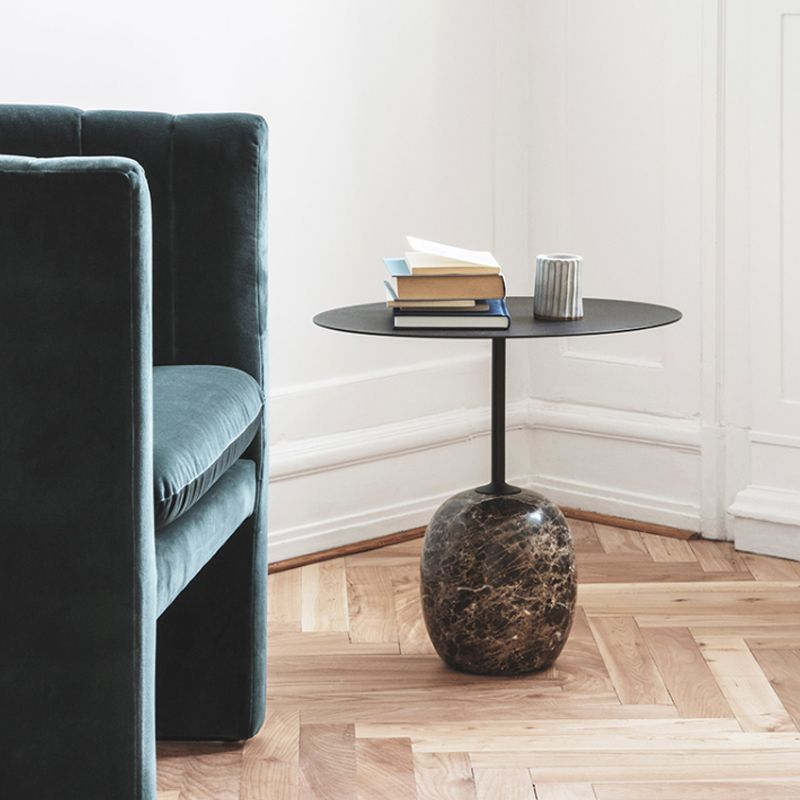 Contemporary End Slide Table Round Living Room Pedestal Marble Corner Table