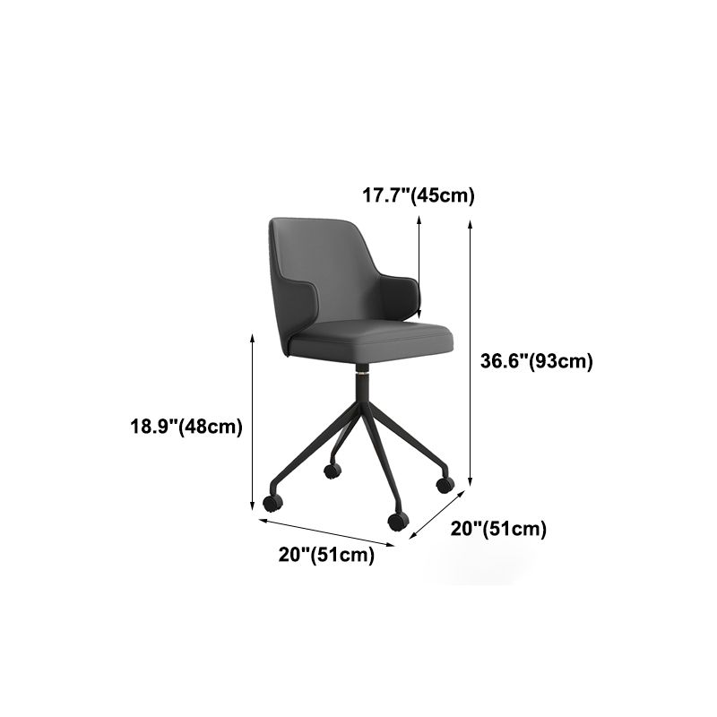 Chaise de bureau en cuir à bras fixe chaise de tâche d'image en acier inoxydable avec 4 jambes