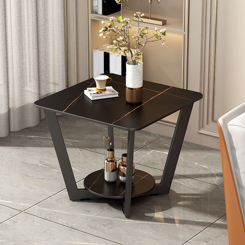 Modernistic Square Storage End Table 19.7" Tall Cross Legs Side Table Clearhalo 'Coffee & Accent Tables' 'End & Side Tables' 'end_side_tables' 'furn' 'furn_end_side_tables' 'Furniture' 'Living Room Furniture' 1200x1200_e3d1a010-73df-4c3d-b792-700de77043e8