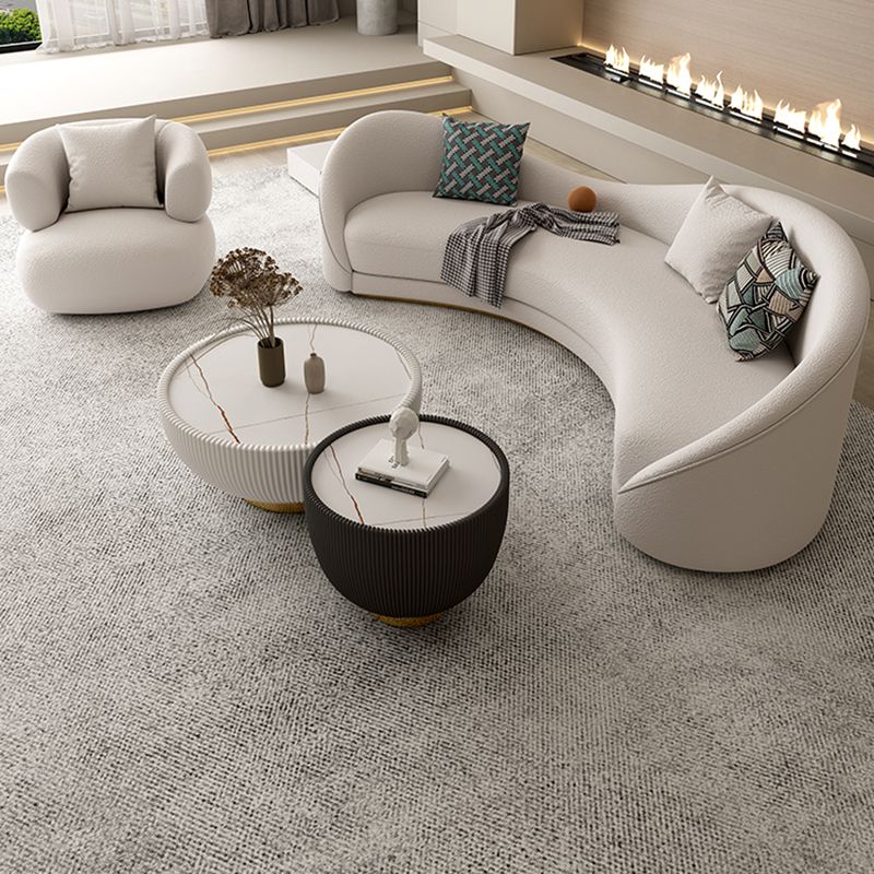 Northern European Curved Sofa 31.5" High Wool Settee in Beige Clearhalo 'furn' 'furn_sofas' 'Furniture' 'Living Room Furniture' 'Sofa' 'sofas' 1200x1200_e3d1e791-bb31-4c6b-a532-8ddd926415d3