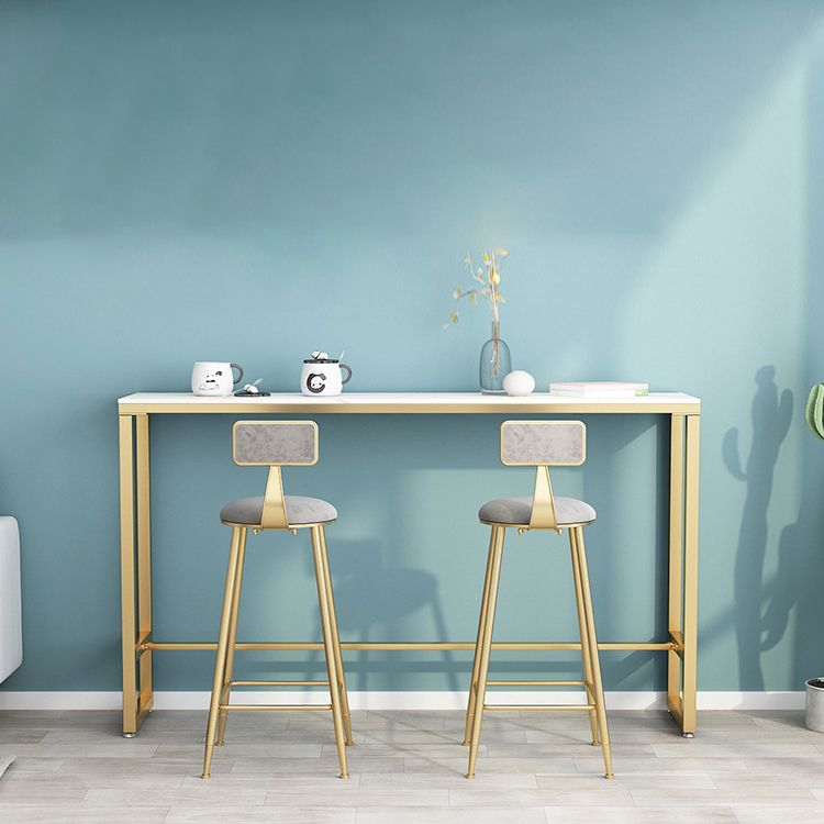 Mesa de bar rectangular de piedra sinterizada, mesa de bar con base dorada y metálica para cocina y sala de estar