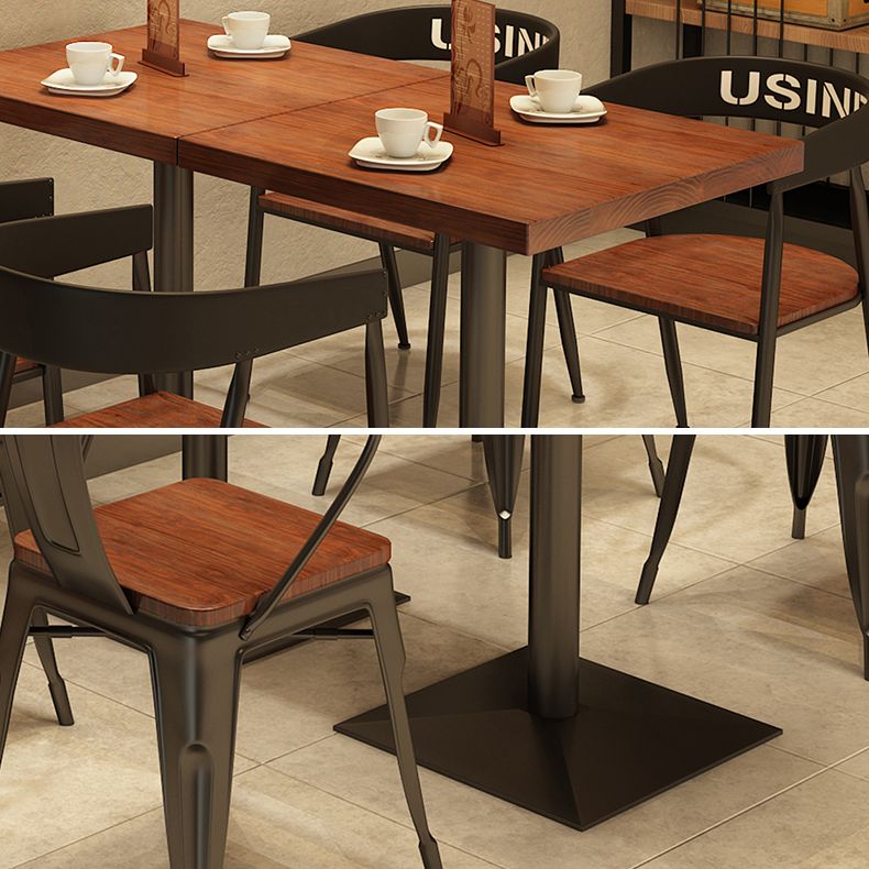 Industrial Style Solid Wood Dining Table Brown square Pedestal Table for Dinning Room Clearhalo ' dining_table' 'Dining Tables & Seating' 'Dining Tables' 'furn' 'furn_dining_table' 'Furniture' 'furniture_dining_table' 'Kitchen & Dining Furniture' 'kitchen&dining_furn' 'kitchen' 'kitchen_dining_table' 1200x1200_e3d2a442-5fc8-4688-a5f2-7e1f0fca0e4c