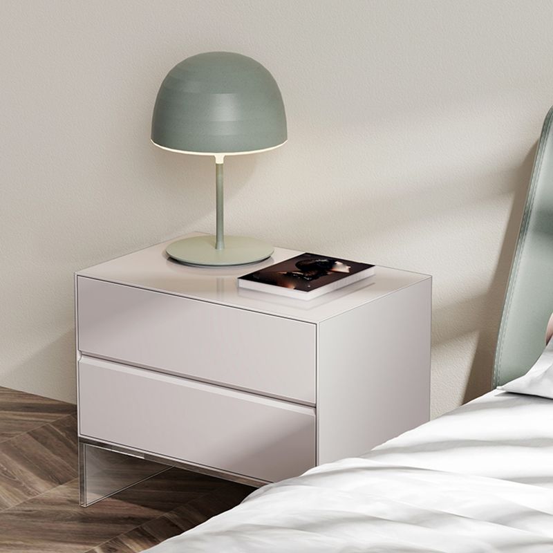 Contemporary Wood Nightstand 20-inch Tall 2-Drawer Night Table with Acrylic Base Clearhalo 'Bedroom Furniture' 'furn' 'furn_night_stand' 'Furniture' 'night_stand' 'Nightstands' 1200x1200_e3d2b0c2-f6ab-4c8e-82f4-3c72b966040b