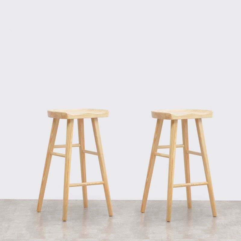 Ensemble de Table de pub rectangulaire luxueuse, 1/2 pièces, comptoir en bois avec tabourets sans dossier
