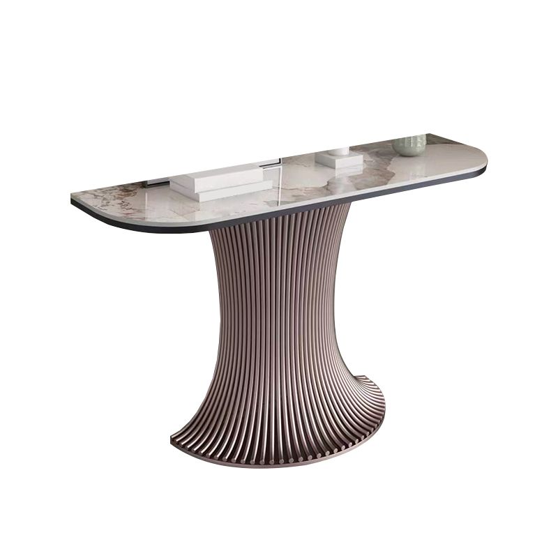 Tavolo di accento di pietra contemporanea mezza luna divano rosa console per sala