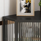 Modern Style Kitchen Server Glass Door Metal Frame Dining Server for Living Room Clearhalo 'buffet_sideboard' 'Buffets & Sideboards' 'furn' 'furn_buffet_sideboard' 'Furniture' 'furniture_buffet_sideboard' 'Kitchen & Dining Furniture' 1200x1200_e3d638fb-5eda-498c-8593-cf3990ad17dd