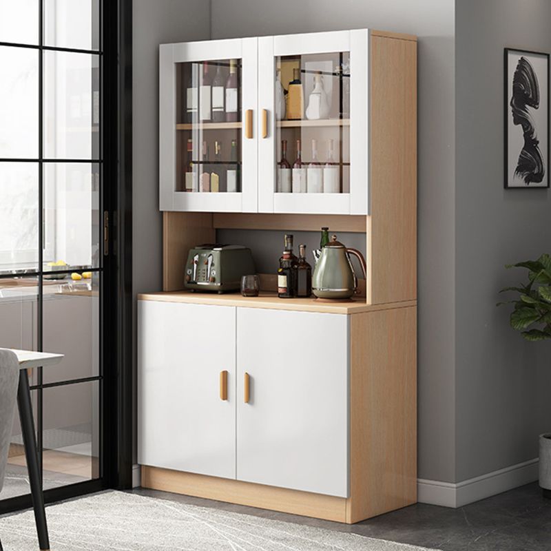 Contemporary Dining Hutch Faux Wood Buffet Cabinet with Doors Clearhalo 'Display & China Cabinets' 'display_china_cabinets' 'furn' 'furn_display_china_cabinets' 'Furniture' 'Kitchen & Dining Furniture' 1200x1200_e3d6f28c-1de9-4b94-91b1-de5d61c9fff1