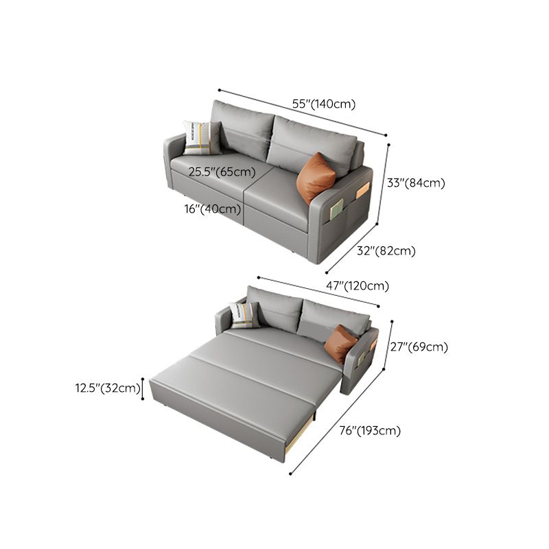 Square Arm Sofa Futon Foldable Pillow Included Futon Sofa Bed