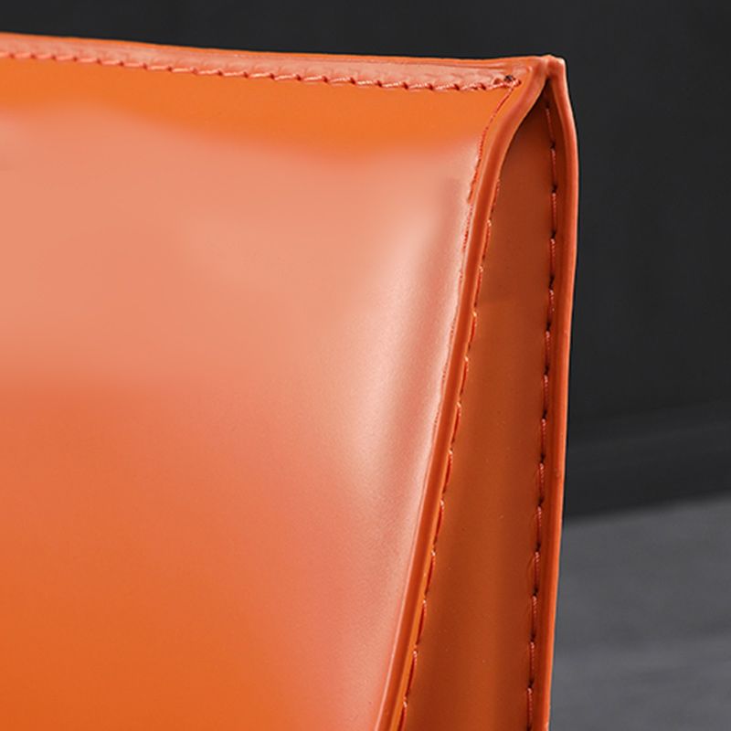 Silla lateral de espalda baja con patas de cuero silla de comedor contemporánea de metal para el hogar