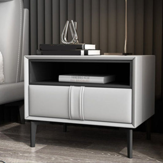 Holz und Lederbett Nachttisch moderner minimalistischer offener Nachttisch mit Schubladen