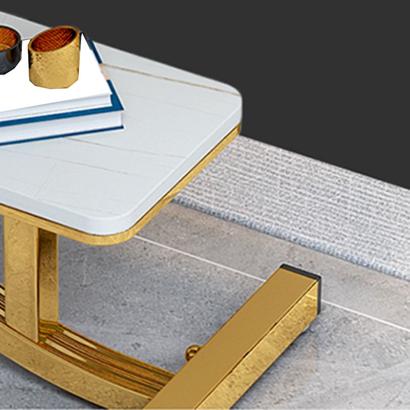 2-Tier Modernistic Metal C Side Table Slate Top Rectangular End Table Clearhalo 'Coffee & Accent Tables' 'End & Side Tables' 'end_side_tables' 'furn' 'furn_end_side_tables' 'Furniture' 'Living Room Furniture' 1200x1200_e3db7e42-ad21-43f0-81c9-7e69cde22f21