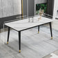 Contemporary Fixed Faux Marble Dining Room Table with 4 Black Metallic Legs Kitchen Dining Set Clearhalo 'Dining Room Sets' 'Dining Tables & Seating' 'dining_room_set' 'furn' 'furn_dining_room_set' 'Furniture' 'furniture_dining_room_set' 'Kitchen & Dining Furniture' 'kitchen&dining_furn' 'kitchen' 1200x1200_e3dbbb12-a3ec-4fc1-82a5-eda42713ffab