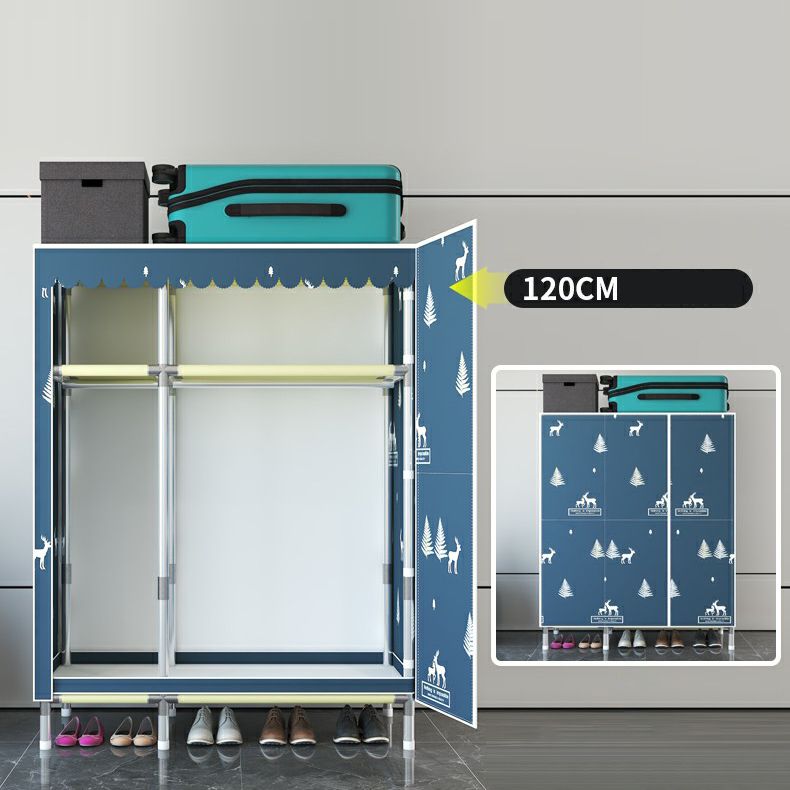 Hinged Steel Wardrobe Armoire Contemporary Wardrobe Closet with Legs Clearhalo 'Armoires & Wardrobes' 'armoires_wardrobes' 'Bedroom Furniture' 'furn' 'furn_armoires_wardrobes' 'Furniture' 1200x1200_e3dc08b5-7cf4-492c-83b3-a341710d0c04
