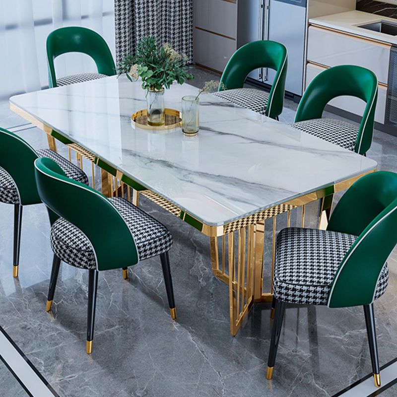 Glam Sintered Stone Double Pedestal Table Home Rectangle Dining Table Clearhalo 'Dining Tables & Seating' 'Dining Tables' 'dining_table' 'furn' 'furn_dining_table' 'Furniture' 'furniture_dining_table' 'Kitchen & Dining Furniture' 'kitchen' 'kitchen_dining_table' 1200x1200_e3dcf528-9429-4413-84ae-7e59fee8bdd3