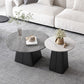 Table basse sur piédestal en acier moderne, ensemble de table ronde en ardoise