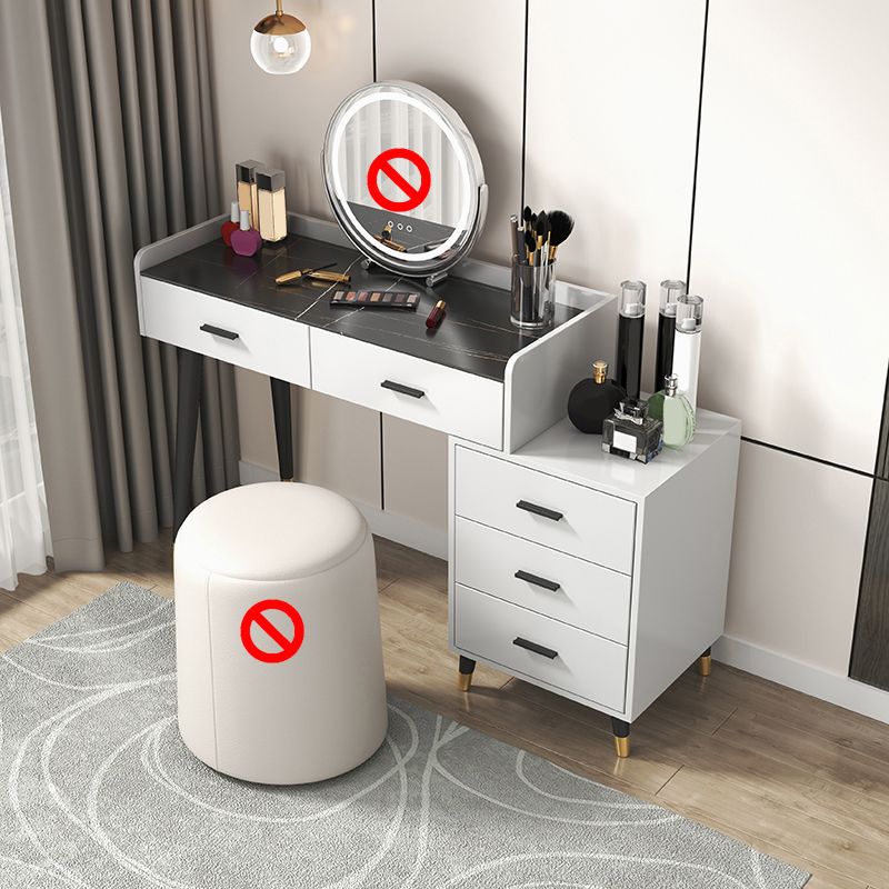 Tavolo da toeletta da toeletta per vanità in bianco/nero con 5 cassetti