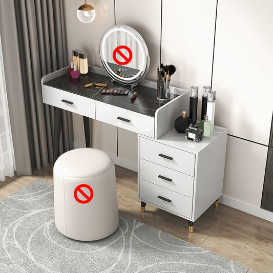 Tavolo da toeletta da toeletta per vanità in bianco/nero con 5 cassetti