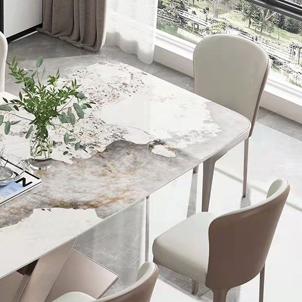 Stone White Top Dining Table Traditional Luxury Table with Pedestal Base Clearhalo 'Dining Tables & Seating' 'Dining Tables' 'dining_table' 'furn' 'furn_dining_table' 'Furniture' 'furniture_dining_table' 'Kitchen & Dining Furniture' 'kitchen' 'kitchen_dining_table' 1200x1200_e3e39c3a-72c3-4647-80ea-cb9924d6f1b5