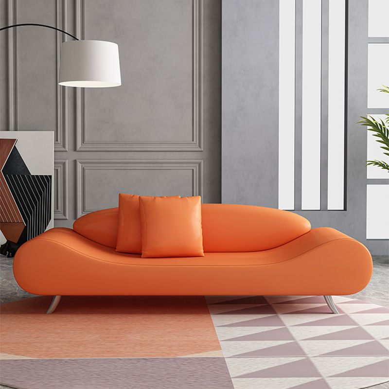 Sofa incurvé sans bras en cuir en faux cuir 27,55 "de large canapé contemporain, résistant aux taches