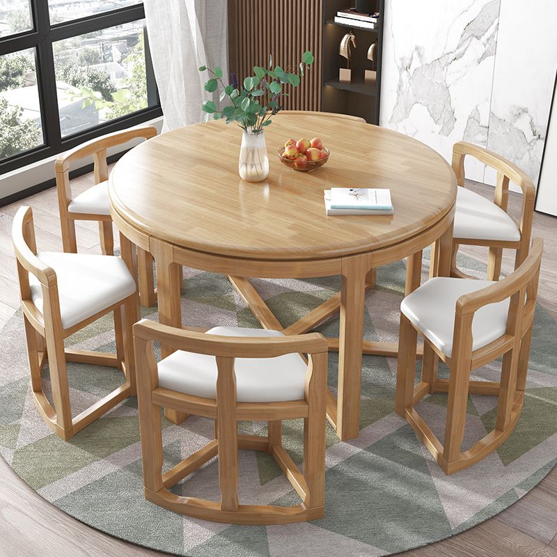 丸い木製のダイニングテーブルセット1/7ピースキッチン用ダイニングセット
