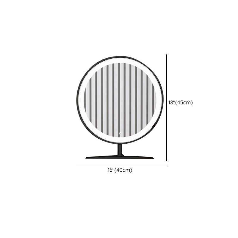 Contemporáneo con cajón de cuero de cuero gris iluminado espejo de cajón tocador