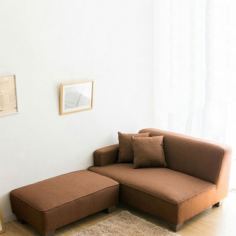 Poltrona lounge moderna con braccioli quadrati, letto in misto cotone
