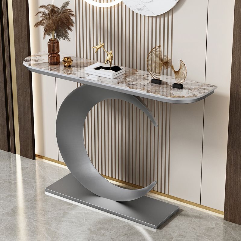 Glam Hall piedistallo ardesia e mezza luna di ferro resistente ai graffi